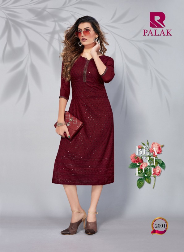 Raashi Palak Rayon Designer Exclusive Kurti Collection